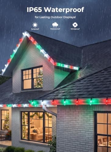 Brightown Christmas Lights Outdoor, 102FT 150LED C9 String Light with Clips