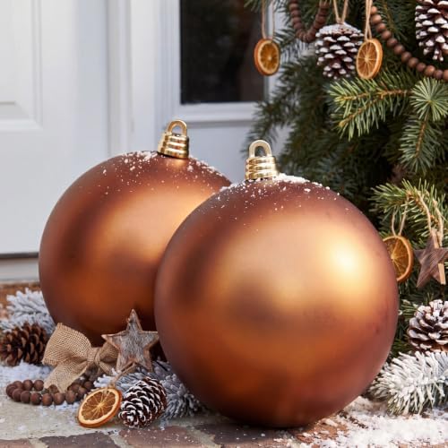 Threan 12 Inch Large Chocolate Brown Matte Christmas Ball Ornaments