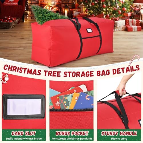 7.5 ft Christmas Tree Storage Bag - Heavy-Duty Waterproof, Dust-Proof, and UV-Proof, with Dual Zipper, Adjustable Straps, and Universal Wheels
