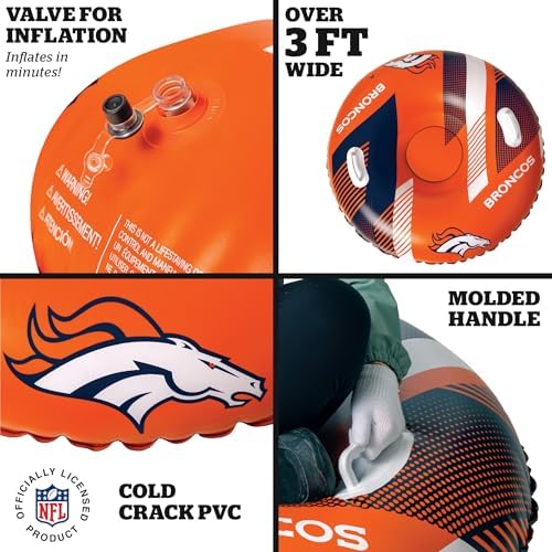 Big Mouth Inc NFL Snow Tube, Heavy Duty Inflatable Snow Sled for Winter Tubing, Ride-On Snow Tube with Handles for Kids and Adults, Outdoor Winter Fun and Football Fan Gifts