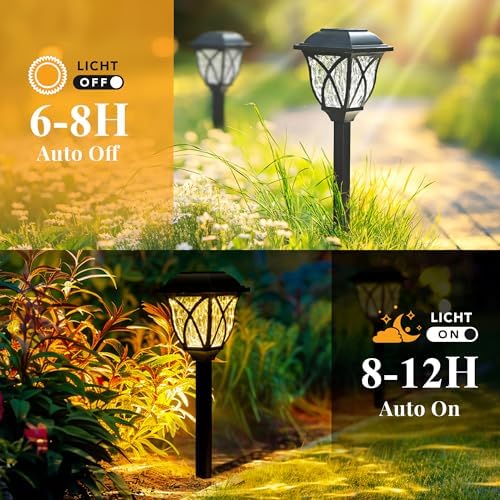 GIGALUMI 8 Pack Solar Lights Outdoor Waterproof, LED Solar Garden Lights