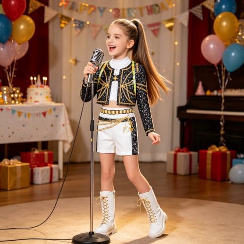 ELIM Kids Pop Star Costume Girls Halloween Costumes Set with Accessories