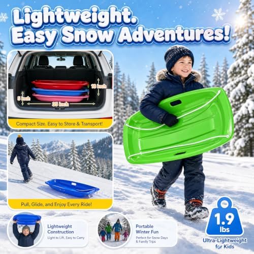 Snow Sled for Kids and Adult, Downhill Sprinter, Heavy Duty Toboggan Sled