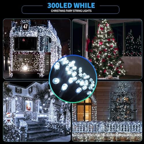 MZD8391 105FT 300LED Christmas Light, Waterproof Christmas Tree Light White