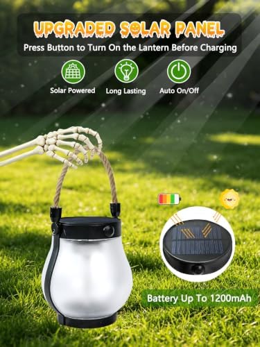 2 Pack Gen2 Solar Lanterns Outdoor Waterproof Halloween Solar Lights Flame