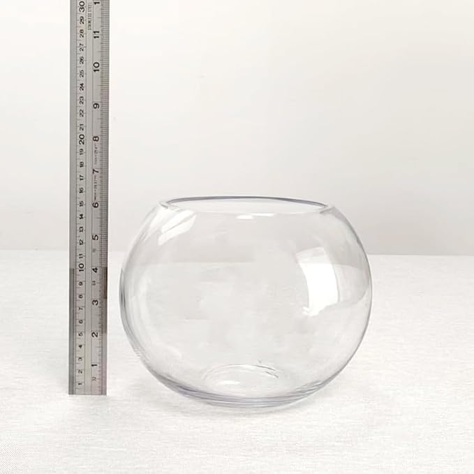 CYS EXCEL Glass Bubble Bowl (H-6" W-8", Approx. 3/4 Gal.) Small Fish Bowl Round Terrarium Vase Globe Flower Centerpiece for Weddings Events Arrangements