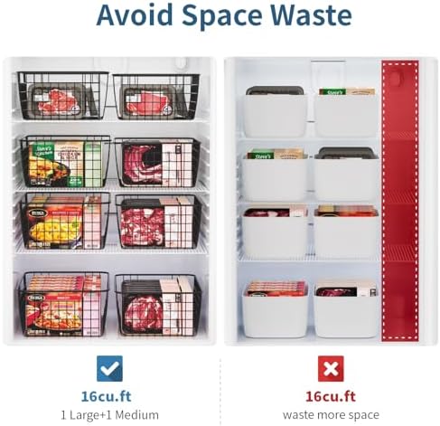 iSPECLE Freezer Organizer Bins - For 16/17/21 Cu Ft Upright Freezer, 4 Pack