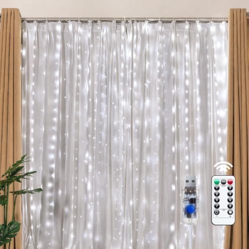 Brightown 300 LED Fairy Curtain Lights, 9.8ft x 9.8ft Curtain String Lights