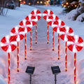 BRIGHTDECK 10 Pack Solar Christmas Pathway Lights, Red Lollipop Stakes