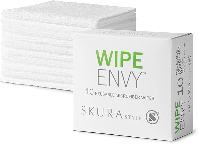 Skura Style Everyday Essentials — 4 Odor Free, Non-Scratch Kitchen Sponges + 4 Very SKRUBBY Heavy-Duty Scouring Pads + 10 Wipe Envy Lint-Free Microfiber Wipes