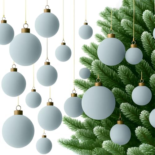 Foilswirl 36 Pcs Gray Blue Velvet Christmas Balls, 2.36", 2.76", 3.15"