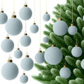 Foilswirl 36 Pcs Gray Blue Velvet Christmas Balls, 2.36", 2.76", 3.15"