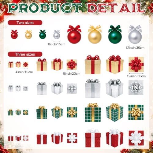 Epakh 44 Pcs Christmas Hanging Ceiling Decorations Ball and Gift Box Cutout