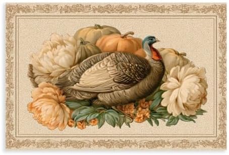 JDBeehpy Turkey Pumpkins Peonies Vintage Pumpkin Decor Unframed 8x12inch
