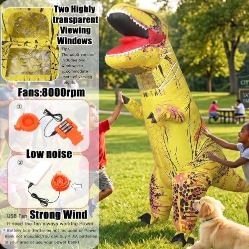 Inflatable Dinosaur Costume for Kids and Adults, Blow Up Party Suit