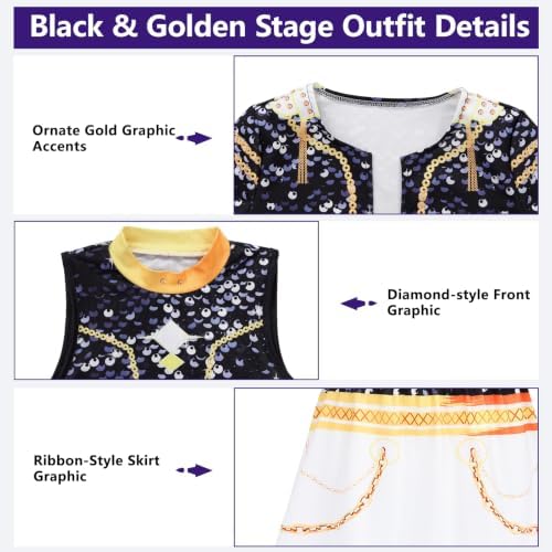 Golden Pop Singer Costume Kids Girls Halloween Costumes Outfit Set
