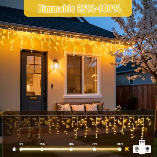 JMEXSUSS Icicle Lights for Outside, 400 LED 38.8FT Christmas Lights Outdoor