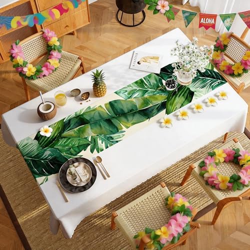 Luau Party Decorations - Palm Leaves Table Runner | Love Island Hawaiian Theme Party Decorations for Summer - Tropical Beach Backdrop Decor Birthday Party Supplies Favors for Home Kitchen Dining