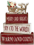 Moucuny 4 Pcs Christmas Table Decoration for Home Wooden Santa Sleigh Signs