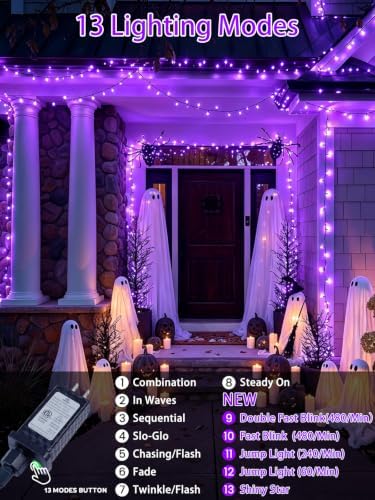 2 Pack 200 LED Halloween Lights 66FT Halloween Decorations String Lights