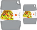 Thick Silicone Cutting Boards for Kitchen Silicone Chopping Boards/Mats Set of 2 Extra Large14.6''x10.43'', Mini 9.1”x7.1” Non-slip Deep Drip Juice Groove, Dishwasher Safe-Gray
