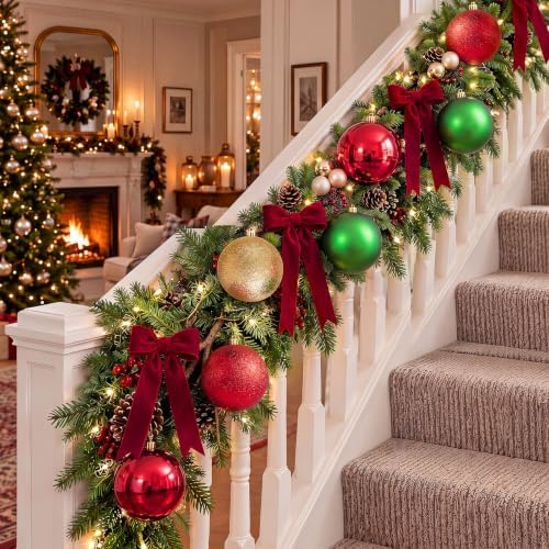 Jenaai 12 Pcs Large Christmas Ball Ornaments, 6 Inch Big Oversized Shatterproof Christmas Tree Decorations Matte Glitter Giant Jumbo Plastic Hanging Baubles for Xmas Holiday Party Indoor Outdoor