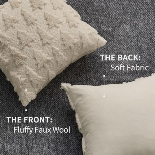DFXSZ Christmas Tree Pillow Covers 16x16 Set of 2 Christmas Decor Beige