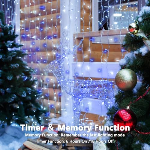 2 Pack 200 LED Battery Operated String Lights, Twinkle Lights Blue & White