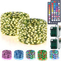 Lovelite Fairy Lights Battery & USB Operated, 2 Pack Total 40FT 120LED Halloween Fairy Lights 34 Colors Changing, Waterproof String Lights Green Wire for Bedroom Xmas Tree Indoor Outdoor Party Decor
