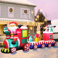 FunFanso 8 FT Christmas Inflatable Train with Santa, Snowman, Gift Boxes