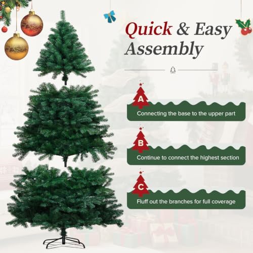 CASA CLAUSI 6ft Artificial Christmas Tree Unlit Pine Xmas Tree,Yellow Green