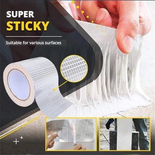 Waterproof Tape Butyl Tape Aluminum Foil Tape Butyl Tape Roof Leakproof god kvalitet Tape Aluminium Foil Adhesive Tape Crack Repair Anti-Leakage Pipes Walls Leak Sticker Super Nano Tapes(5cm X 1 Meter