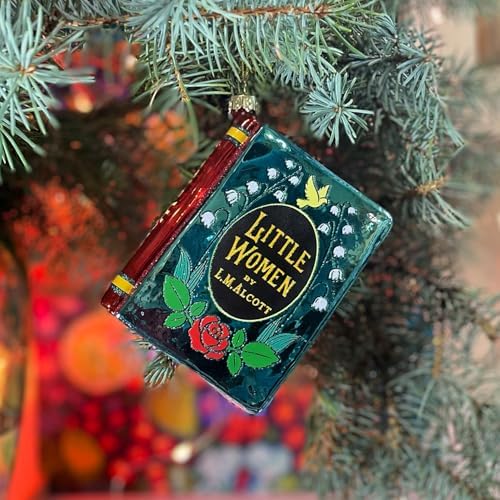Little Women by Louisa M. Alcott Christmas Tree Ornament, Blown Glass 3D Book Ornament, Book Lover Gift, for Book Lovers.
