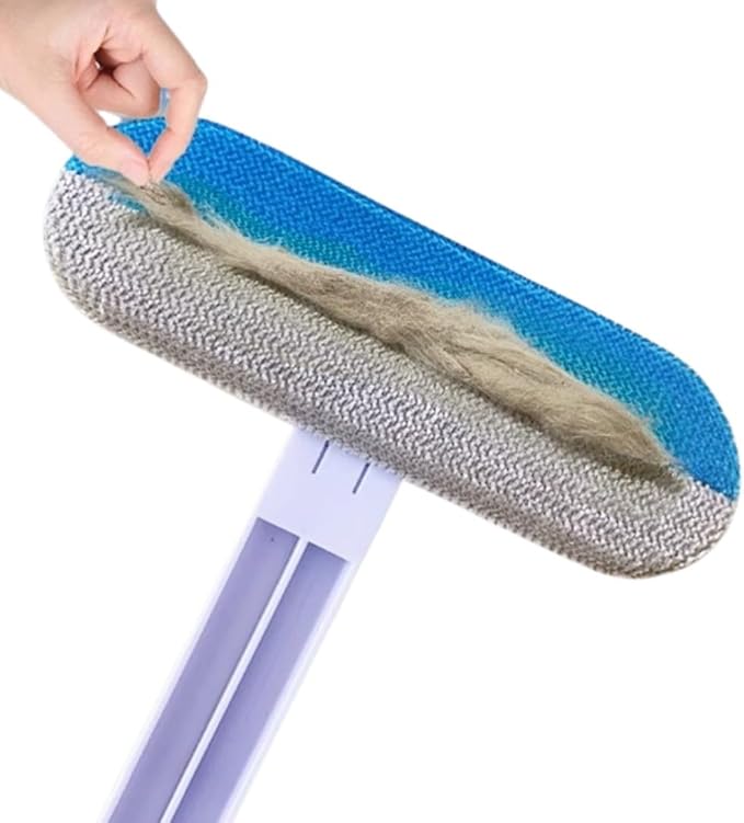 Pet Hair Remover Tool for Cats & Dogs, Reusable Lint Remover for Furniture, Sofa, Bed & Carpet, Long Handle Fur Cleaner Brush, No Adhesive, Eco-Friendly 18 in (46cm)