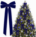 12Pcs Blue Velvet Ribbon Bows Christmas Tree Decorations,5in x 10in Xmas Ornaments for Tree Home Party Front Door Wreath Garland Holiday Decor
