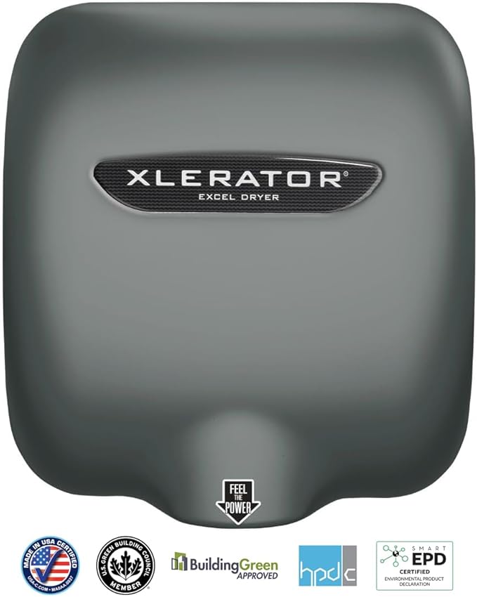 XLERATOR XL-SP Automatic High Speed Hand Dryer with Gray Cover and 1.1 Noise Reduction Nozzle, 12.5 A, 110/120 V (Gray)