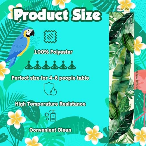 Luau Party Decorations - Palm Leaves Table Runner | Love Island Hawaiian Theme Party Decorations for Summer - Tropical Beach Backdrop Decor Birthday Party Supplies Favors for Home Kitchen Dining