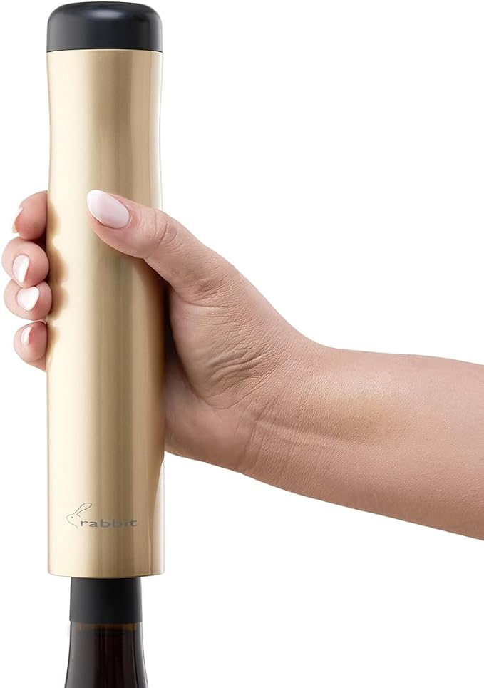 Rabbit Electric Wine Opener, Automatic Corkscrew with Built-In Foil Cutter, Removes Cork in Seconds, Gold