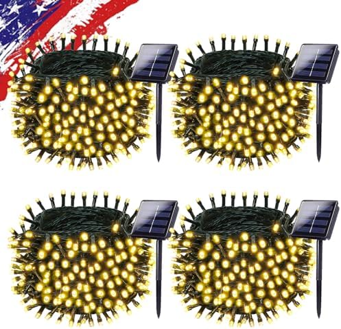 KAQ 4pack 400LED Solar String Lights Outdoor Waterproof Warm White