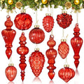 Vercraft 20 Pcs Vintage Mercury Glass Finial Christmas Ornament, Red