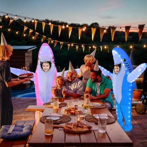 anroog Inflatable Shark Costume Kids with LED Lights Halloween Blow Up Lighted Shark Costumes for Boys Girls Party Cosplay