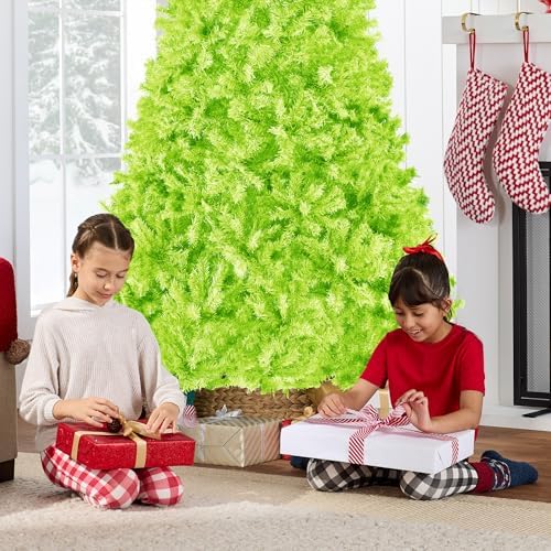 Best Choice Products Artificial Christmas Tree, 6ft Premium Unlit Pine Design, Dense Branches Realistic Holiday Décor w/Easy Assembly - Lime Green