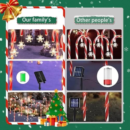 20 Pack Solar Candy Cane Pathway Lights, Warm White Christmas Yard Decor