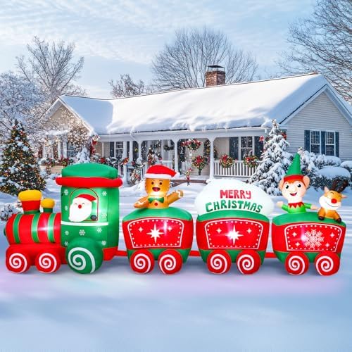 12FT Christmas Inflatables Train Decorations for Outdoor Lawn, Garden, Yard