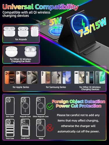 Mouse Pad with Wireless Charger Foldable Phone Holder, XXL RGB Gaming Mousepad 31.5"x15.8" Large Desk Mat for Keyboard, Black Desk Pad with Dual Qi Charging Station, 11 Colors 5 Modes