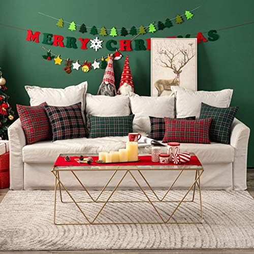MIULEE Christmas Plaid Pillow Cover Scottish Tartan 12x24 Green