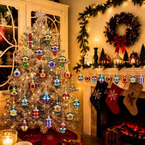 16 Pcs Vintage Glass Christmas Ornament Reflector Decor, Classic
