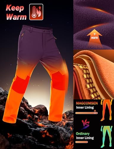 MAGCOMSEN Men's Snow Ski Winter Pants Waterproof Hiking Fleece Lined Pants