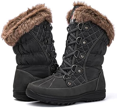 GLOBALWIN Women's Snow Boots Waterproof Mid-Calf Winter Boots with Thermal Fleece Lining, Insulated Cold Weather Protection, and Non-Slip Sole for Snowy Commutes