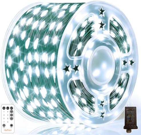 1200 LED Christmas Lights 394 FT Cool White Outdoor Remote Plug